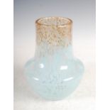 A Monart vase, shape FB, mottled clear and blue glass with gold coloured inclusions, The Royal
