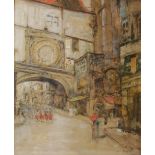 James Kay RSA RSW (1858-1942) Gros Horloge, Rouen watercolour, signed lower right 58.5cm x 48.5cm