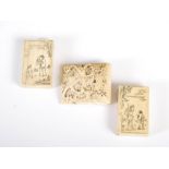 A small group of Chinese ivory, Qing Dynasty, comprising; a rectangular buckle carved with a dragon,