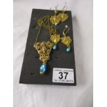 Art Nouveau necklace plus 2 pair of earrings