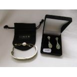 'Links of London' bracelet & silver stone set earrings