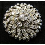 Fine Edwardian gold and platinum diamond set sun-burst brooch