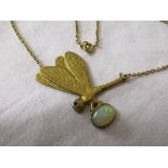 Dragon fly necklace with (real) opal