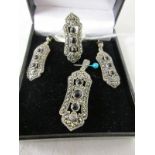 Marcasite jewellery suite marked 925