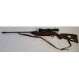 Good German .22 air rifle (HW35) with telescopic sight, silencer & case