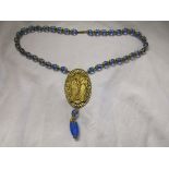 Art Nouveau glass swirl bead necklace