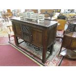 18C oak food cupboard with pierced panels