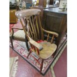 Victorian elm slat-back armchair