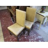 Pair of oak & leatherette dining chairs