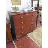 Large Victorian pine chest of 2 over 3 drawers
