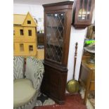 Oak & glazed corner cabinet