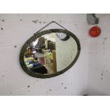 Vintage oval, metal framed & bevelled glass wall mirror