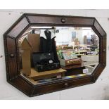 Vintage oak framed & bevelled glass wall mirror