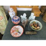 Collection of Oriental china to include Foo Dogs