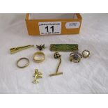 Box of jewellery to include 2 gold rings - Approx 6.5g & 14ct dolphin pendant