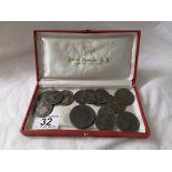 Box of old coins to include 1797 cartwheel 2d