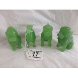 4 green figures, possibly serpentine or jade