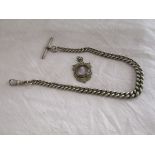 Silver watch chain & fob