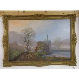 Oil on canvas in gilt frame - Hunting by Donald Ayres