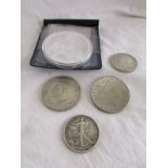 Small collection of coins to include 1917 'Walking Liberty' half dollar, Denvor mint Obverse