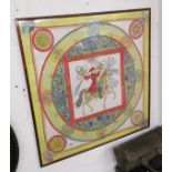 Framed Hermes silk scarf