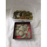 Box of assorted coins to include 1894 crown