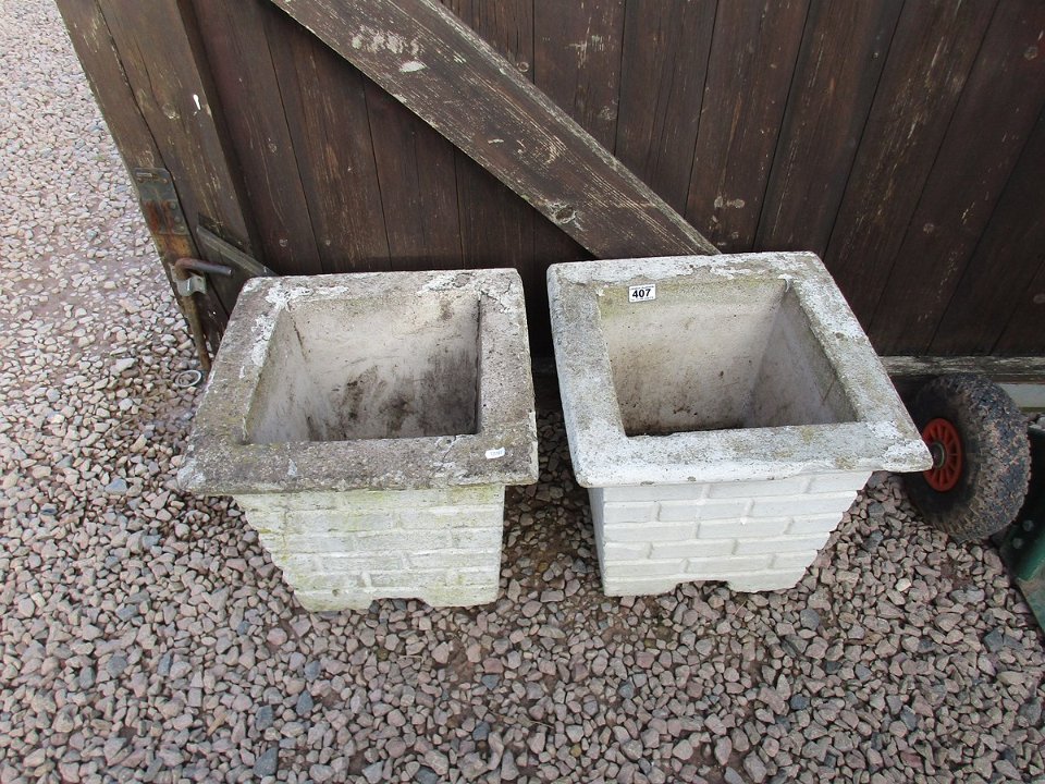 Pair of square stone planters