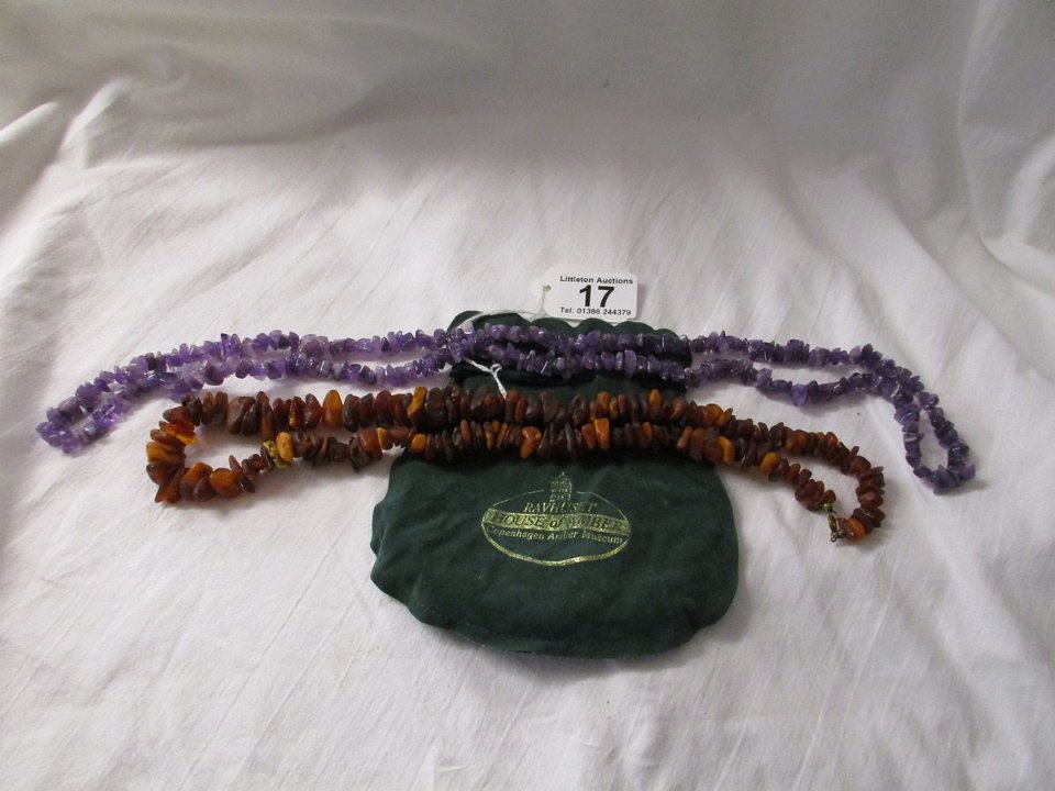 Baltic amber necklace & amethyst necklace