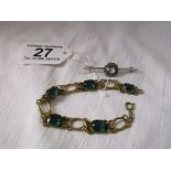 Mystic topaz brooch & stone set bracelet