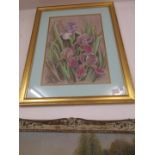Pastel in gilt frame - Iris medley by Juliet Chamberlain