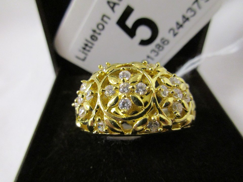 Silver gilt & stone set ring