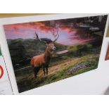 Tempered glass wall hanging - Scottish Highland scene with stag