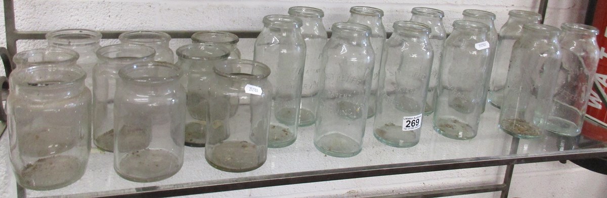 Large collection of glass jars, to include Sutcliffe