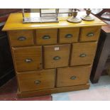 Pine chest of 9 office drawers