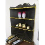 Black & gilt hanging corner shelves