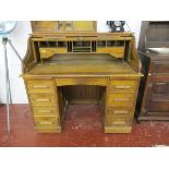 Twin pedestal roll top desk