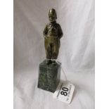 19th Century Bronze model of a standing Dutch boy raised on a marble base