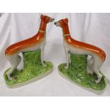 Pair of Staffordshire flatback greyhounds