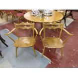 Set of 4 unusual Ercol dining armchairs