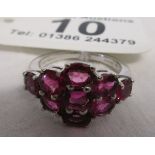 White gold pink stone set ring