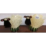 Pair of pottery sheep figures