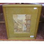 Watercolour - Street scene signed