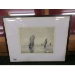 Ship scene by William Lionel Wyllie (British, 1851-1931) - Etching, signed in pencil