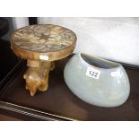 Treen elephant stand & modern vase