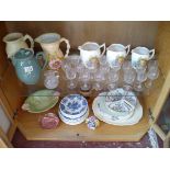 2 shelves of china & glass