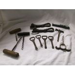 Tin of old corkscrews & tin openers