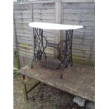 Singer sewing machine base with marble top