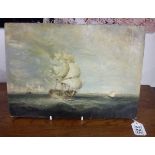 Small 19C oil on panel - Man o War signed bottom left R Stokle