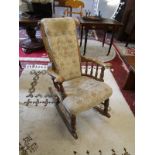 Unusual Victorian fruitwood rocking chair