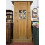 Art Deco A-frame oak hall wardrobe